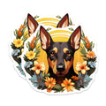 (2 Pack) Doberman Pinscher Magnets - Floral Dog Art - Pet Parent Appreciation - 5 Inches On Longest Side - Thick Durable Magnet - Made in USA - MAG28411
