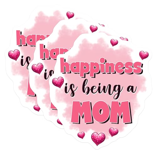 (3 Pack) Mom Life Decals - Happiness Mom - Motherhood Stickers - Laptop Decals - 3 Inches On Longest Side - Easy Peel & Apply - Made in USA - 3MCS6955