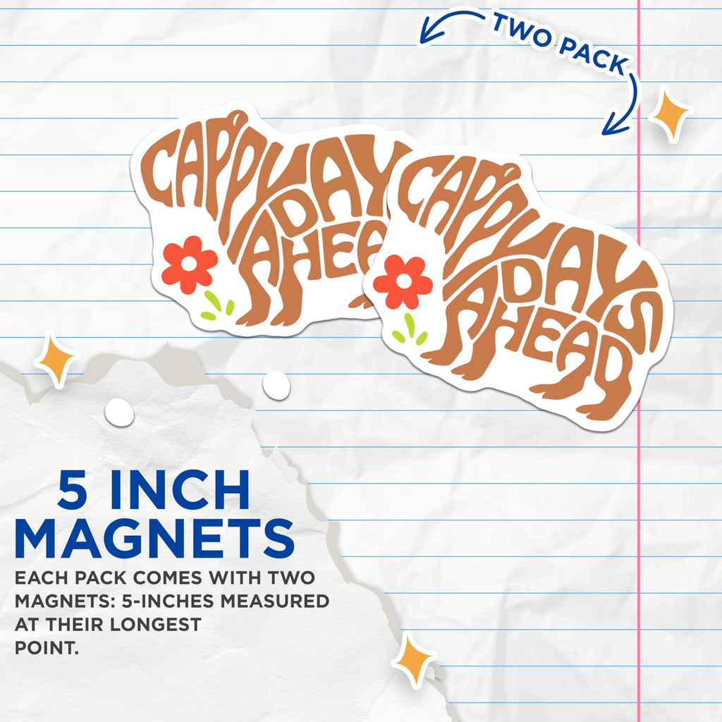 (2 Pack) Capybara Ahead Magnets - Cute Capybara Decor - Funny Animal Refrigerator Magnets - 5" On Longest Side - Premium Magnet - for Cars, Refrigerators, Toolboxes, Lockers - Made in USA - MAG18672