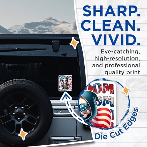 (2 Pack) Skeleton Holding American Flag Stickers - Freedom - Patriotic Skeleton - 5" On Longest Side - Sticks to Smooth Flat Surfaces - Made in USA - BMCS7913