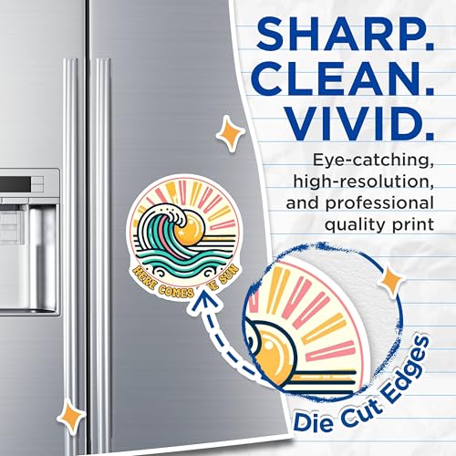 (2 Pack) Here Comes The Sun Magnets Magnets - Beach Decor - 5" On Longest Side - Made in USA - Sticks to Refrigerators & Metal Surfaces - MAG9250