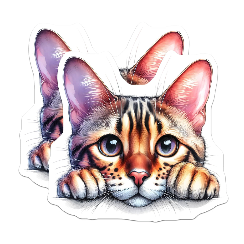 (2 Pack) Bengal Cat Magnets - Refrigerator Decor - Cute Kitten Magnet - 5" On Longest Side - Premium Magnet - for Cars, Refrigerators, Toolboxes, Lockers - Made in USA - MAG15538