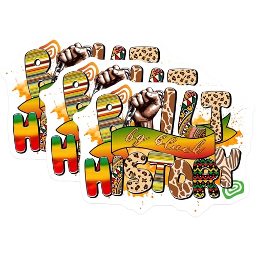 (3 Pack) Black History Decals - African American - Laptop Decals - 3 Inches On Longest Side - Easy Peel & Apply - Made in USA - 3MCS6618