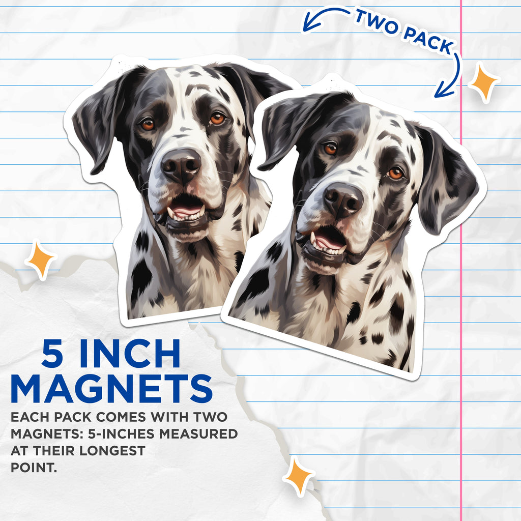 (2 Pack) Spotted Dog Portrait Magnets - Pet Lover Gift Idea - Refrigerator Decor - Cute Animal Fridge Magnet - 5 Inches On Longest Side - Thick Durable Magnet - Made in USA - MAG39119
