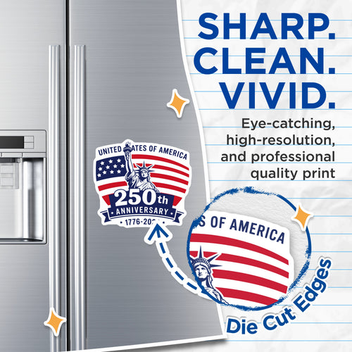 (2 Pack) 250th Anniversary USA Magnets - Patriotic American Decor - Statue of Liberty Flag - 5 Inches On Longest Side - Thick Durable Magnet - Made in USA - MAG38406