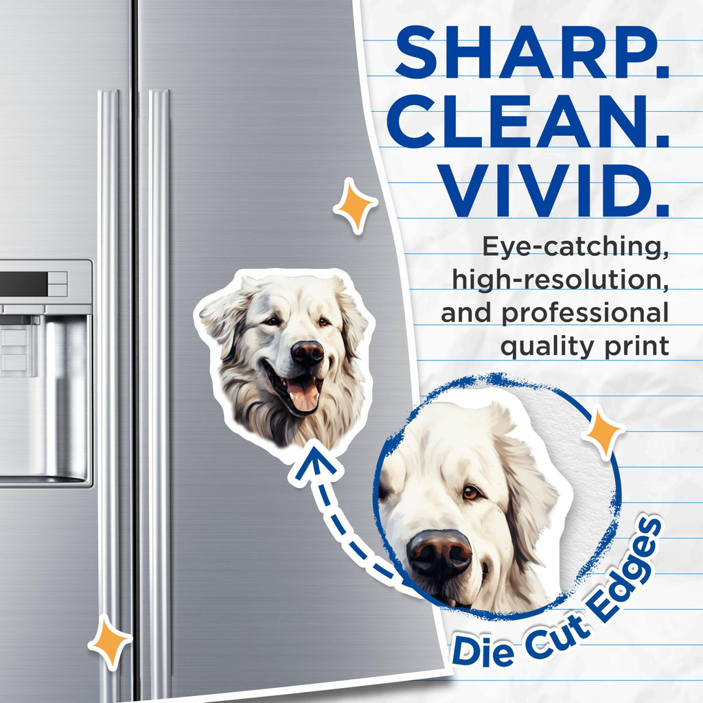 (2 Pack) Great Pyrenees Magnets - White Fluffy Dog Decor - Dog Lover Fridge Art for Pet Parents - 5 Inches On Longest Side - Thick Durable Magnet - Made in USA - MAG30677