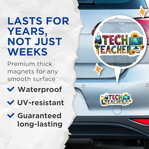 (2 Pack) Tech Teacher Magnets - 5" On Longest Side - for Cars, Fridges, Toolboxes - Made in USA - MAG8047