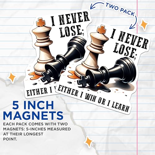 (2 Pack) Inspirational Chess Magnets - Motivational Quotes Magnets - Chess Piece Decor Magnets - 5" On Longest Side - for Cars, Refrigerators, Toolboxes, Lockers - Made in USA BMCS3193