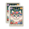 (2 Pack) Cat Lover Stickers - Artistic Cat Illustration Stickers - Floral Cat Design Stickers - 5" On Longest Side - Sticks to Smooth Flat Surfaces - Made in USA - BMCS5225