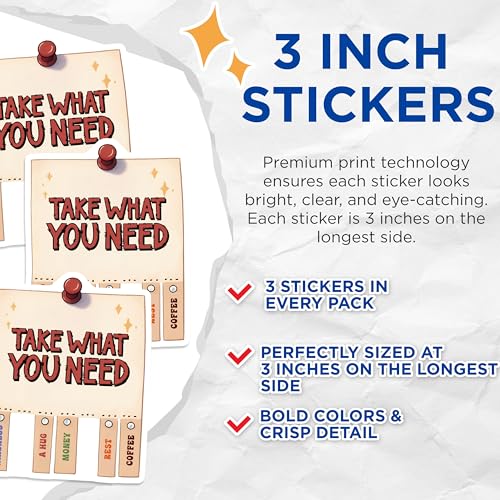 (3 Pack) Take What You Need Decals - Kindness Hug Money Rest Coffee - Laptop Decals Motivational Stickers - 3 Inches On Longest Side - Easy Peel & Apply - Made in USA - 3MCS6273