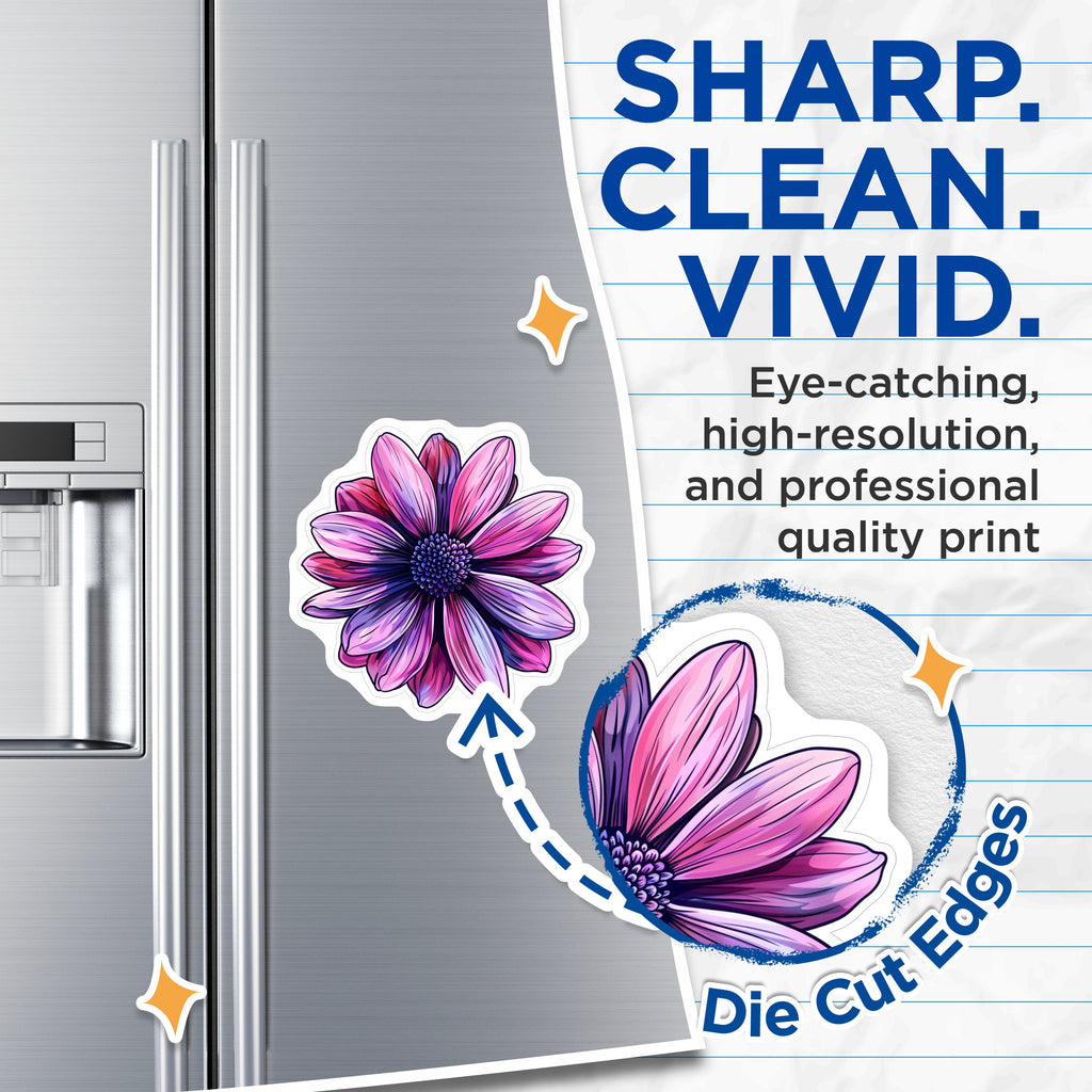 (2 Pack) Vibrant Flower Magnets - Botanical Floral Fridge Decor - Aesthetic Kitchen Locker Magnets - 5 Inches On Longest Side - Thick Durable Magnet - Made in USA - MAG38266