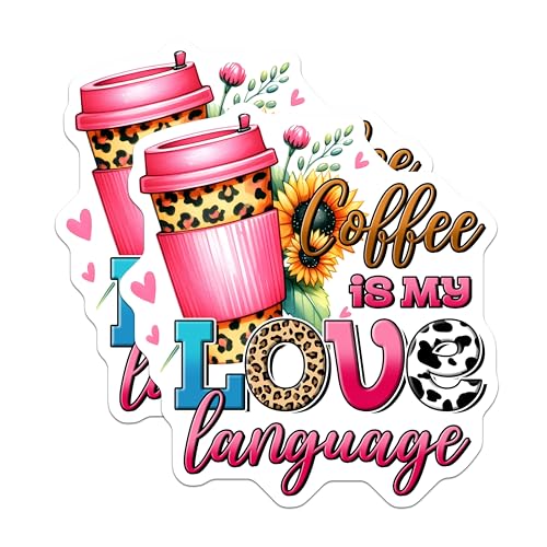 (2 Pack) Coffee is My Love Language Magnets - Fun Coffee Decor - 5" On Longest Side - for Cars, Fridges, Toolboxes - Made in USA - MAG7541