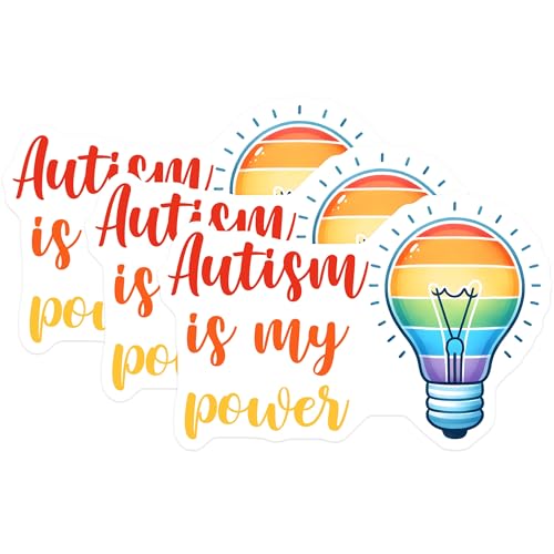 (3 Pack) Autism Awareness Decals - Rainbow Light Bulb Stickers - Laptop Decal - 3 Inches On Longest Side - Easy Peel & Apply - Made in USA - 3MCS1994