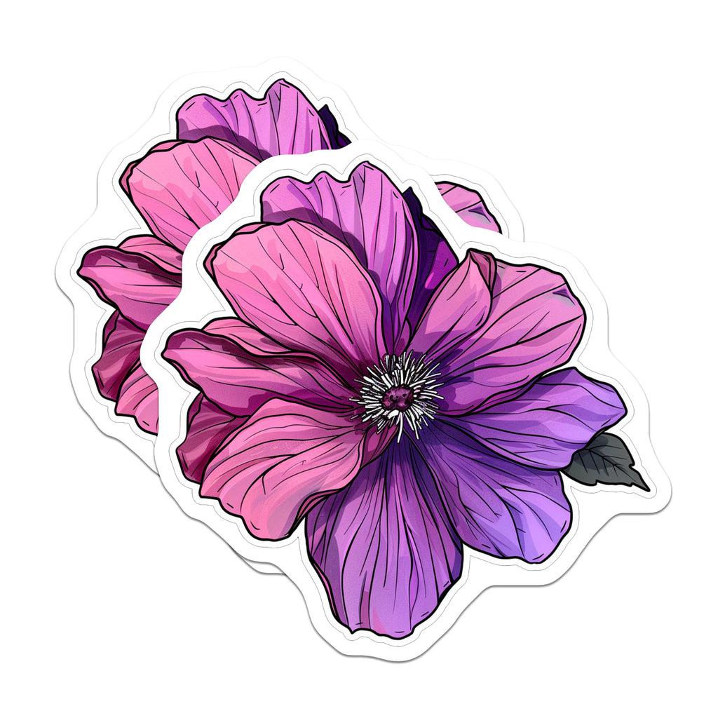 (2 Pack) Purple Flower Magnets - Botanical Art Pink Floral Decor - Vibrant Bloom Aesthetic - 5 Inches On Longest Side - Thick Durable Magnet - Made in USA - MAG38737