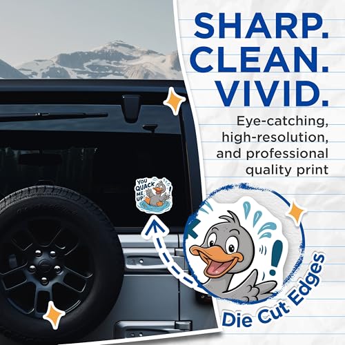 (2 Pack) Funny Duck Stickers - Cute Animal - You Quack Me Up - Humorous Sticker for Water Bottles Laptops Cars - 5" On Longest Side - Sticks to Smooth Flat Surfaces - Made in USA - BMCS9523