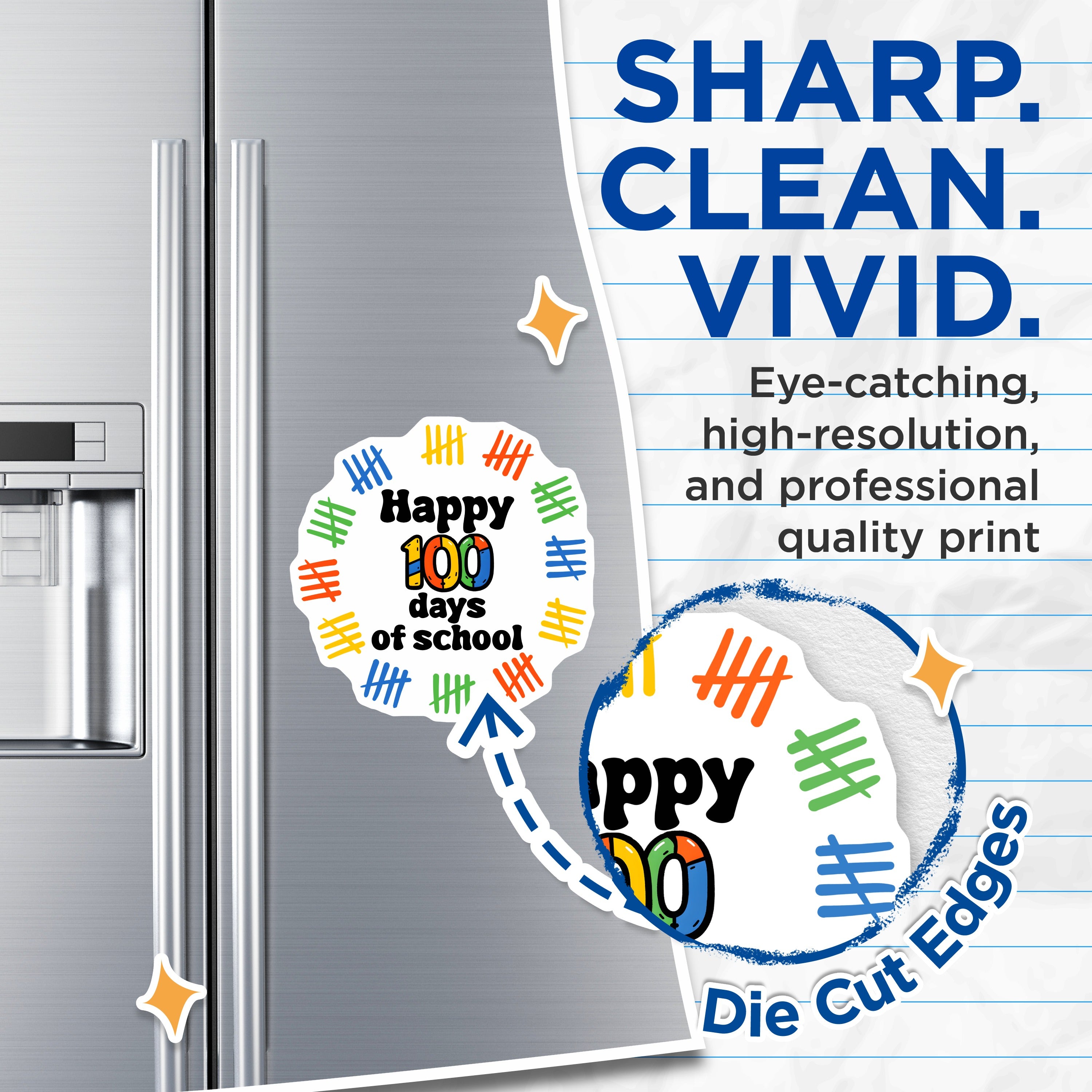 (2 Pack) 100 Days of School Magnets - Teacher Appreciation Decor - Classroom Milestone Display - 5 Inches On Longest Side - Thick Durable Magnet - Made in USA - MAG36704
