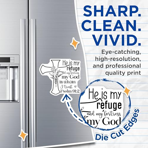 (2 Pack) He is My Refuge Magnets - Psalm 91:2 Christian - Inspirational Magnet for Faithful - 5" On Longest Side - for Cars, Fridges, Toolboxes - Made in USA - MAG3842