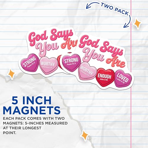 (2 Pack) Inspirational Scripture Magnets Magnets - Christian Faith Decor - Motivational Bible Quotes - 5" On Longest Side - Made in USA - Sticks to Refrigerators & Metal Surfaces - MAG8816