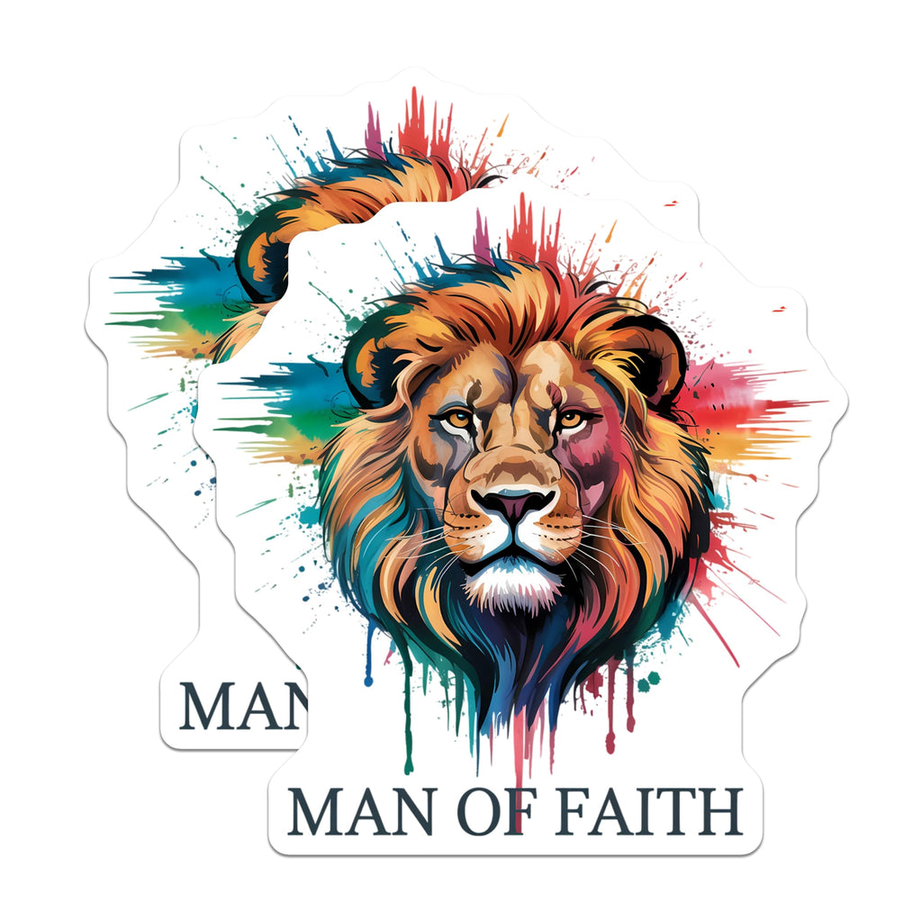 (2 Pack) Man of Faith Lion Magnets - Colorful Spiritual Art - Christian Home Decor - Inspirational Religious Accent - 5 Inches On Longest Side - Thick Durable Magnet - Made in USA - MAG23213