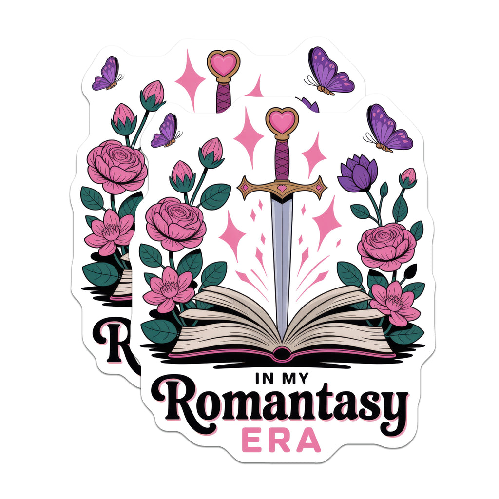 (2 Pack) Romantasy Era Magnets - Fantasy Romance Booktok Reader - Sword & Book Decor - 5 Inches On Longest Side - Thick Durable Magnet - Made in USA - MAG38350