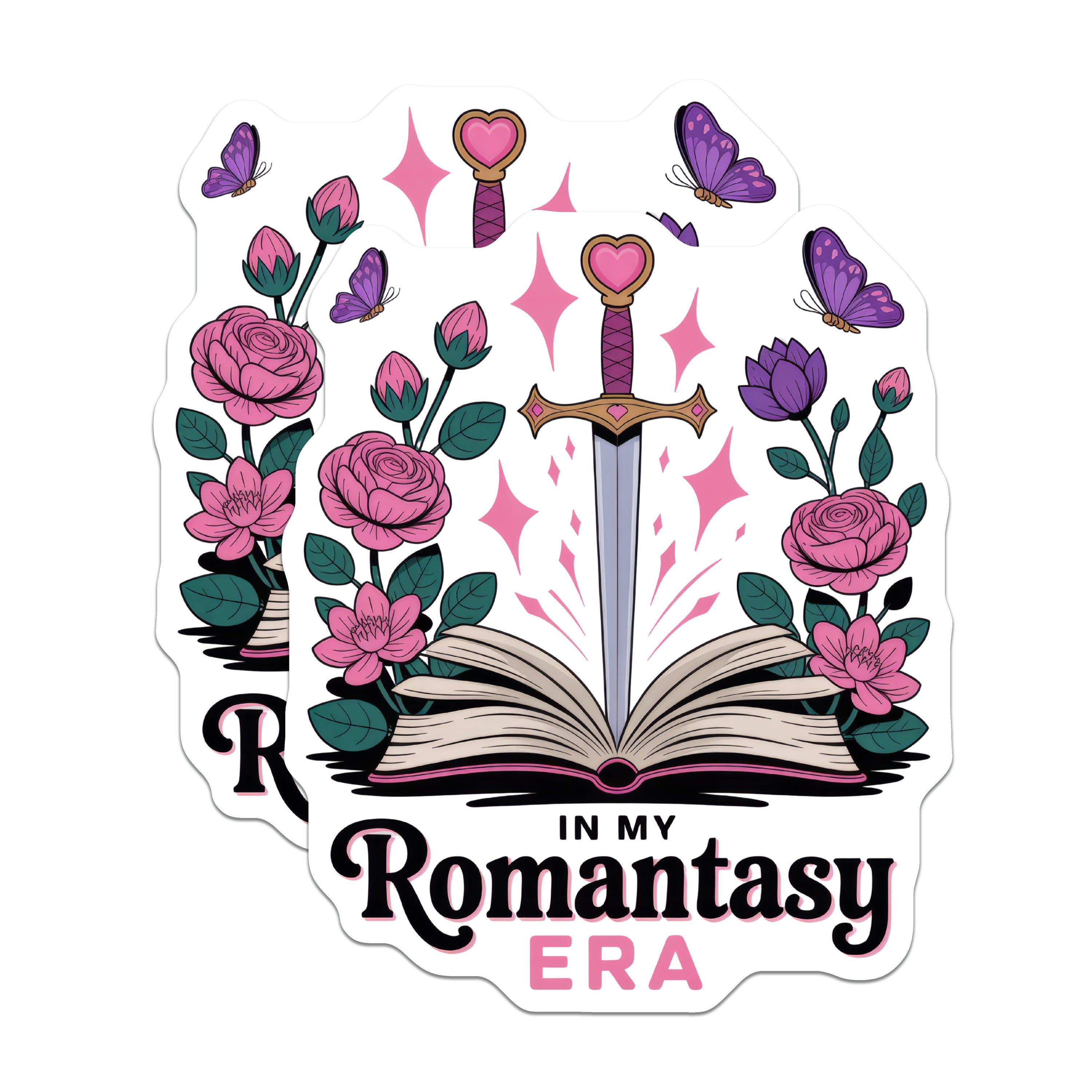 (2 Pack) Romantasy Era Magnets - Fantasy Romance Booktok Reader - Sword & Book Decor - 5 Inches On Longest Side - Thick Durable Magnet - Made in USA - MAG38350