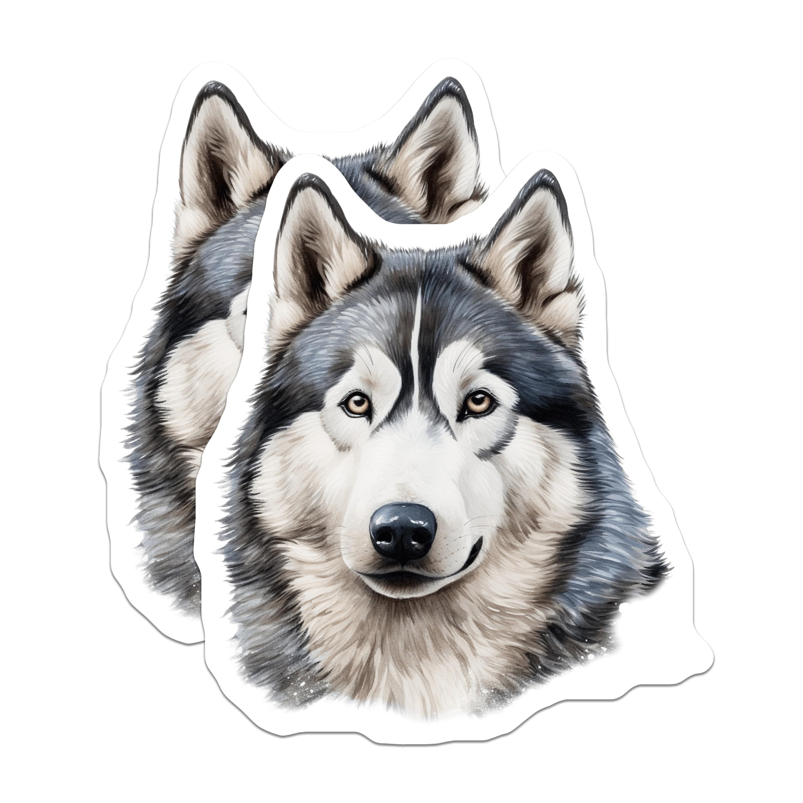 (2 Pack) Siberian Husky Magnets - Dog Lover Fridge Decor - Pet Portrait Art Home Accent - 5 Inches On Longest Side - Thick Durable Magnet - Made in USA - MAG25686