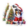 (2 Pack) Australian Shepherd Magnets - Santa Dog Holiday Decor - Cute Christmas Pet Art for Fridge - 5 Inches On Longest Side - Thick Durable Magnet - Made in USA - MAG25861