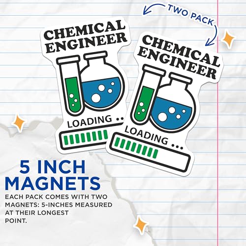 (2 Pack) Chemical Engineer Loading Magnets Magnets - Funny Science Decor - Engineer Gift - 5" On Longest Side - Made in USA - Sticks to Refrigerators & Metal Surfaces - MAG8636