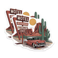 (2 Pack) Vintage Car Magnets - Desert Road Trip Scene - Retro Motel Diner Sign - Saguaro Cactus Art - 5 Inches On Longest Side - Thick Durable Magnet - Made in USA - MAG21644