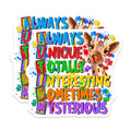 (2 Pack) Autism Awareness Magnets - Always Unique Giraffe Puzzle Pieces - Neurodiversity Support - Acceptance Decor - 5 Inches On Longest Side - Thick Durable Magnet - Made in USA - MAG29461