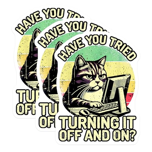 (3 Pack) Cat Computer Decals - Funny Laptop Decals - Geek Cat Stickers - 3 Inches On Longest Side - Easy Peel & Apply - Made in USA - 3MCS2362