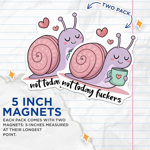 (2 Pack) Funny Snail Magnets - Coffee Lover Magnets - Cute Snail with Mug Magnets - 5" On Longest Side - for Cars, Refrigerators, Toolboxes, Lockers - Made in USA BMCS3320