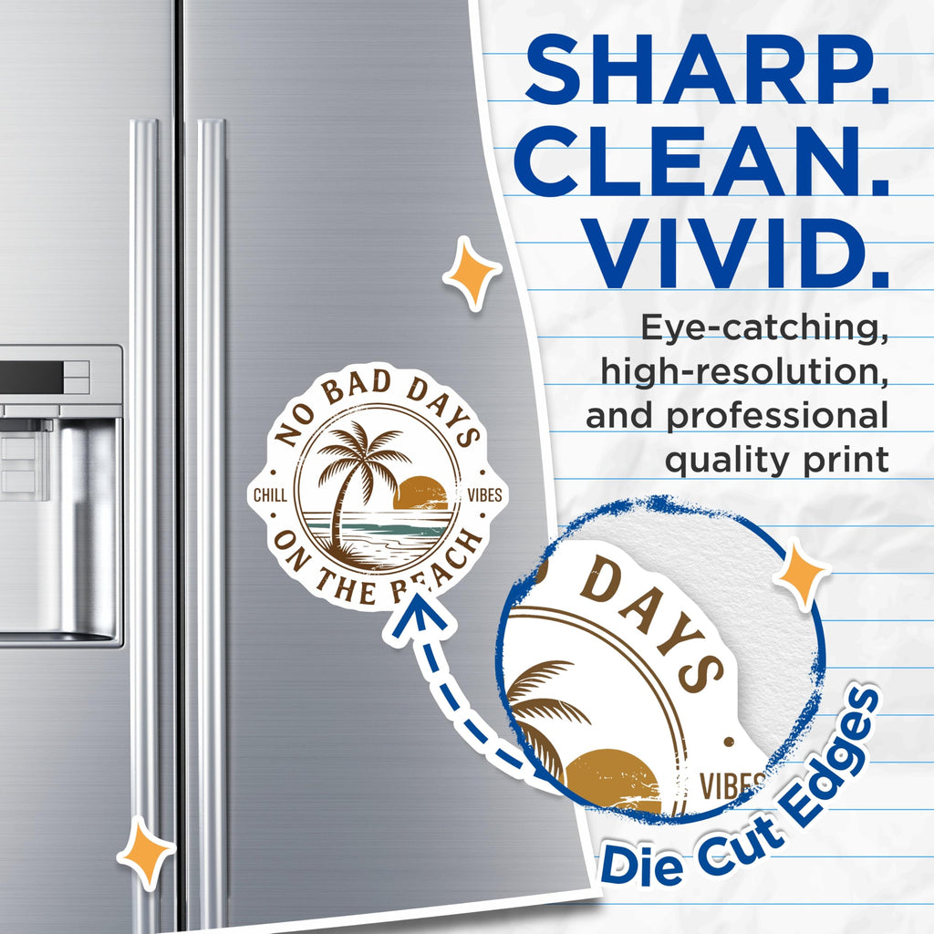 (2 Pack) Beach Vibes Magnets - Chill Beach Magnets - No Bad Days Magnet - 5" On Longest Side - Premium Magnet - for Cars, Refrigerators, Toolboxes, Lockers - Made in USA - MAG18815