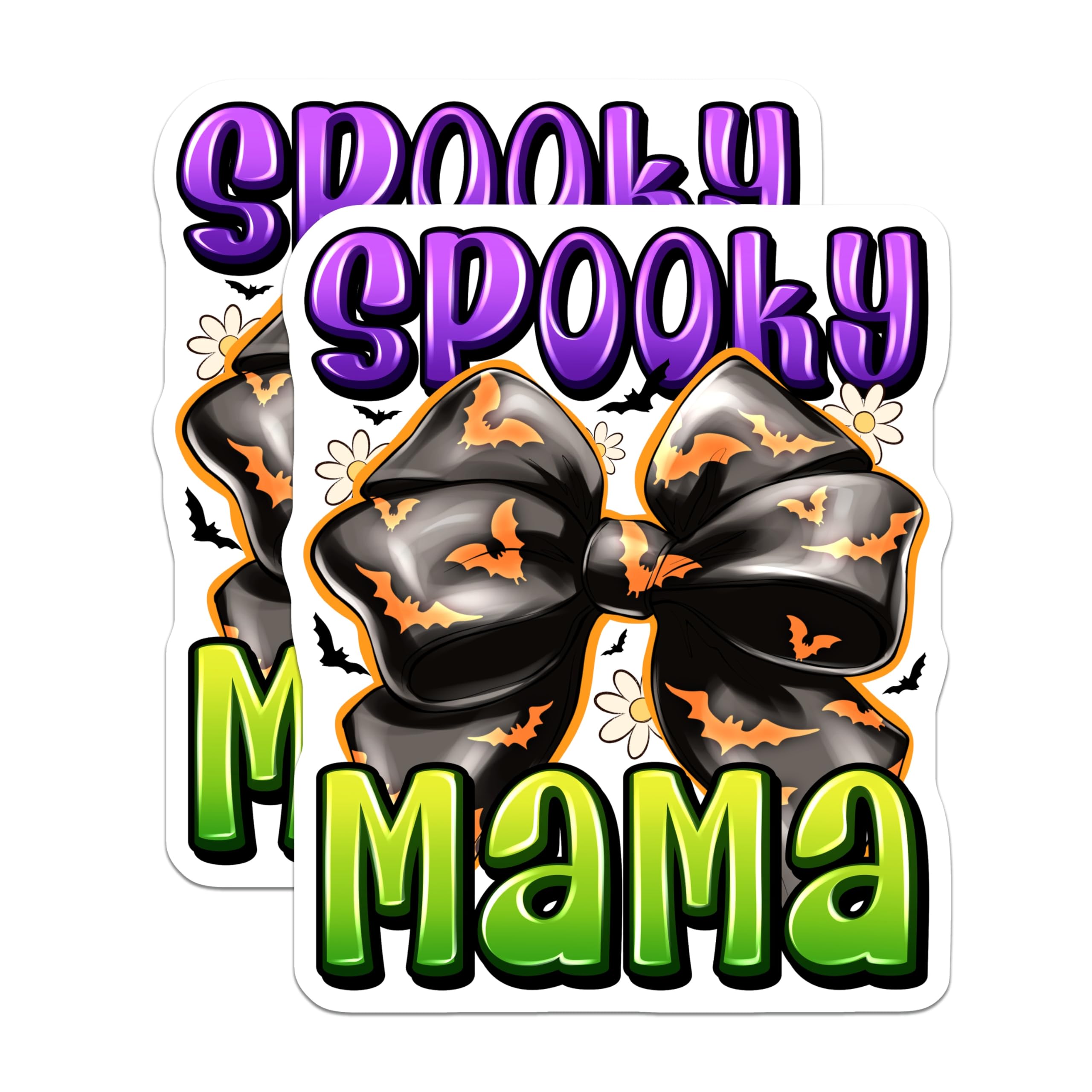 (2 Pack) Spooky Mama Magnets - Halloween Mom Decor - Bat Bow Refrigerator Accessory - 5 Inches On Longest Side - Thick Durable Magnet - Made in USA - MAG29550