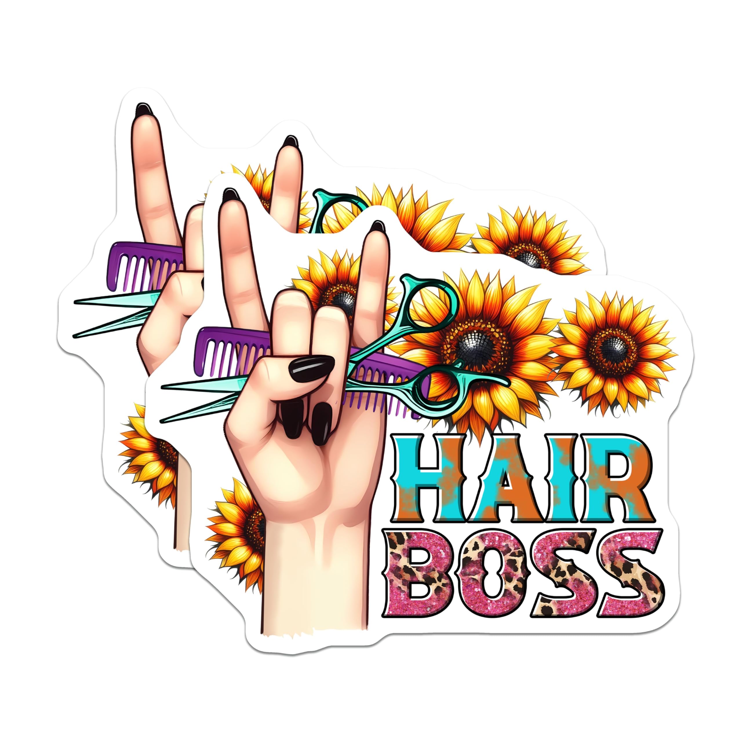 (2 Pack) Hair Boss Magnets - Hairstylist Decor - Salon Accessories - Hairdresser Gift - 5" On Longest Side - for Cars, Fridges, Toolboxes - Made in USA - MAG7581