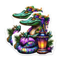 (2 Pack) Alligator Magnets - Mardi Gras Gator - Festive Alligator Decorations - 5" On Longest Side - Premium Magnet - for Cars, Refrigerators, Toolboxes, Lockers - Made in USA - MAG14955