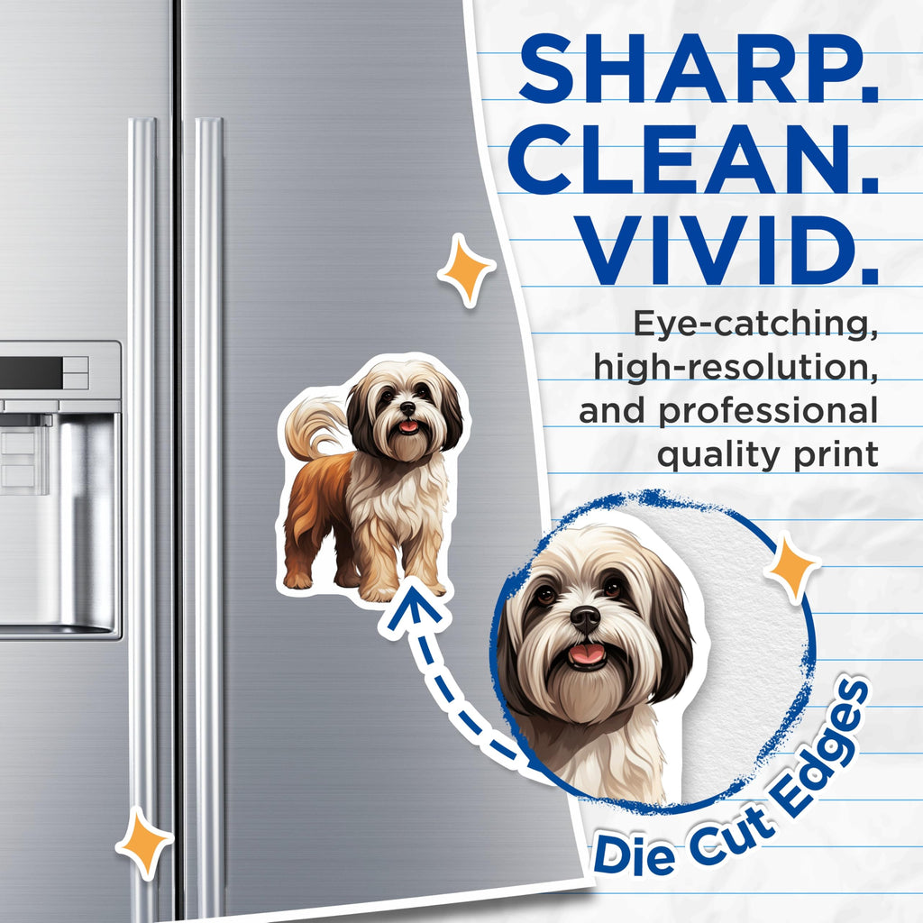 (2 Pack) Lhasa Apso Magnets - Cute Dog Lover Home Decor - Pet Owner Present Fridge Magnets - 5 Inches On Longest Side - Thick Durable Magnet - Made in USA - MAG27870