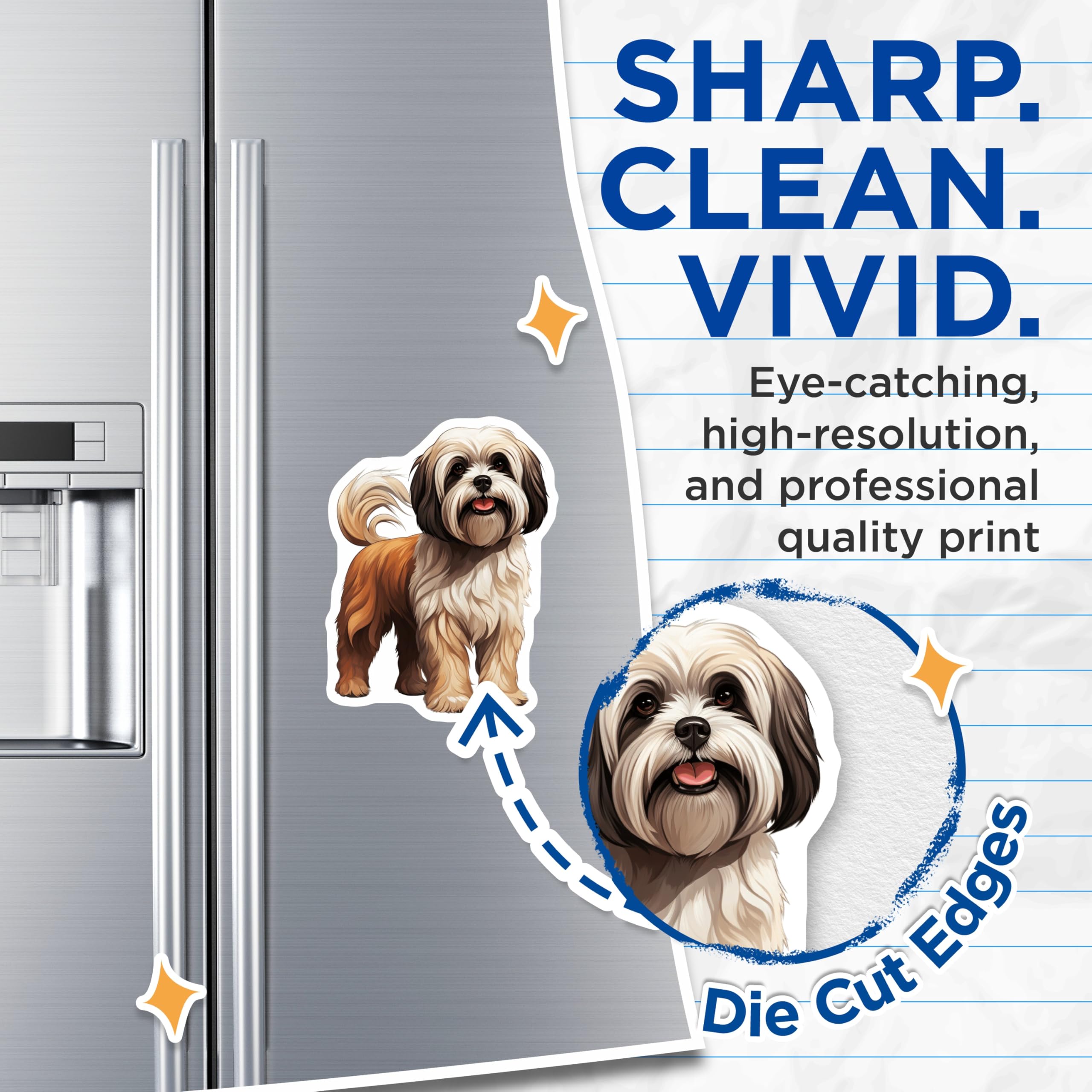 (2 Pack) Lhasa Apso Magnets - Cute Dog Lover Home Decor - Pet Owner Present Fridge Magnets - 5 Inches On Longest Side - Thick Durable Magnet - Made in USA - MAG27870
