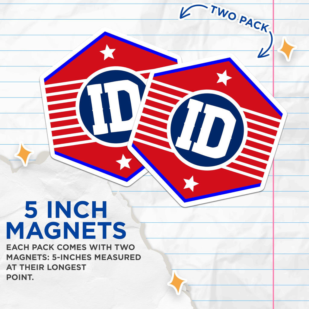 (2 Pack) ID Logo Magnets - Patriotic Style - Initial Magnets Decor - 5" On Longest Side - Premium Magnet - for Cars, Refrigerators, Toolboxes, Lockers - Made in USA - MAG17799