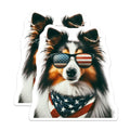 (2 Pack) Patriotic Dog Magnets - USA Flag Decor - American Pride Accessories - 5" On Longest Side - Premium Magnet - for Cars, Refrigerators, Toolboxes, Lockers - Made in USA - MAG15046
