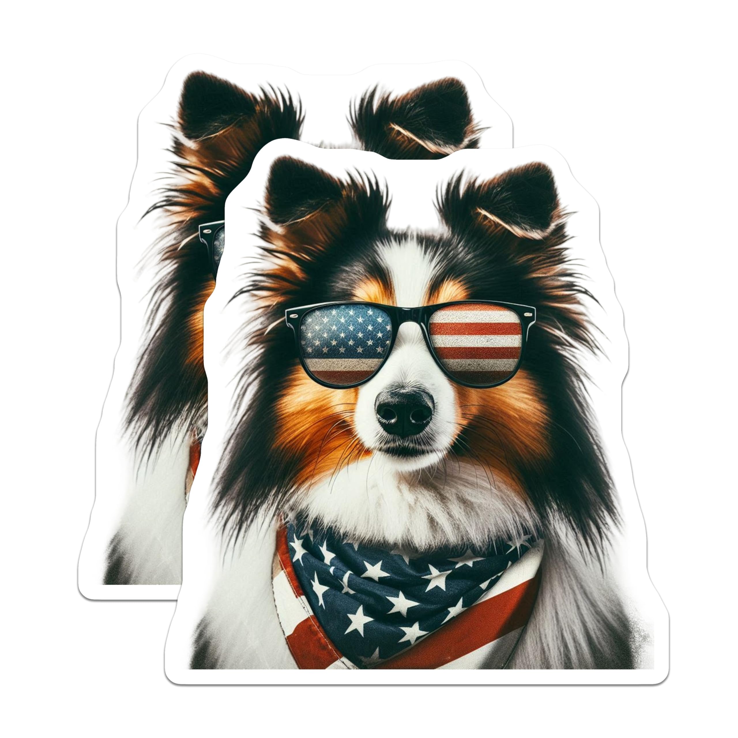 (2 Pack) Patriotic Dog Magnets - USA Flag Decor - American Pride Accessories - 5" On Longest Side - Premium Magnet - for Cars, Refrigerators, Toolboxes, Lockers - Made in USA - MAG15046