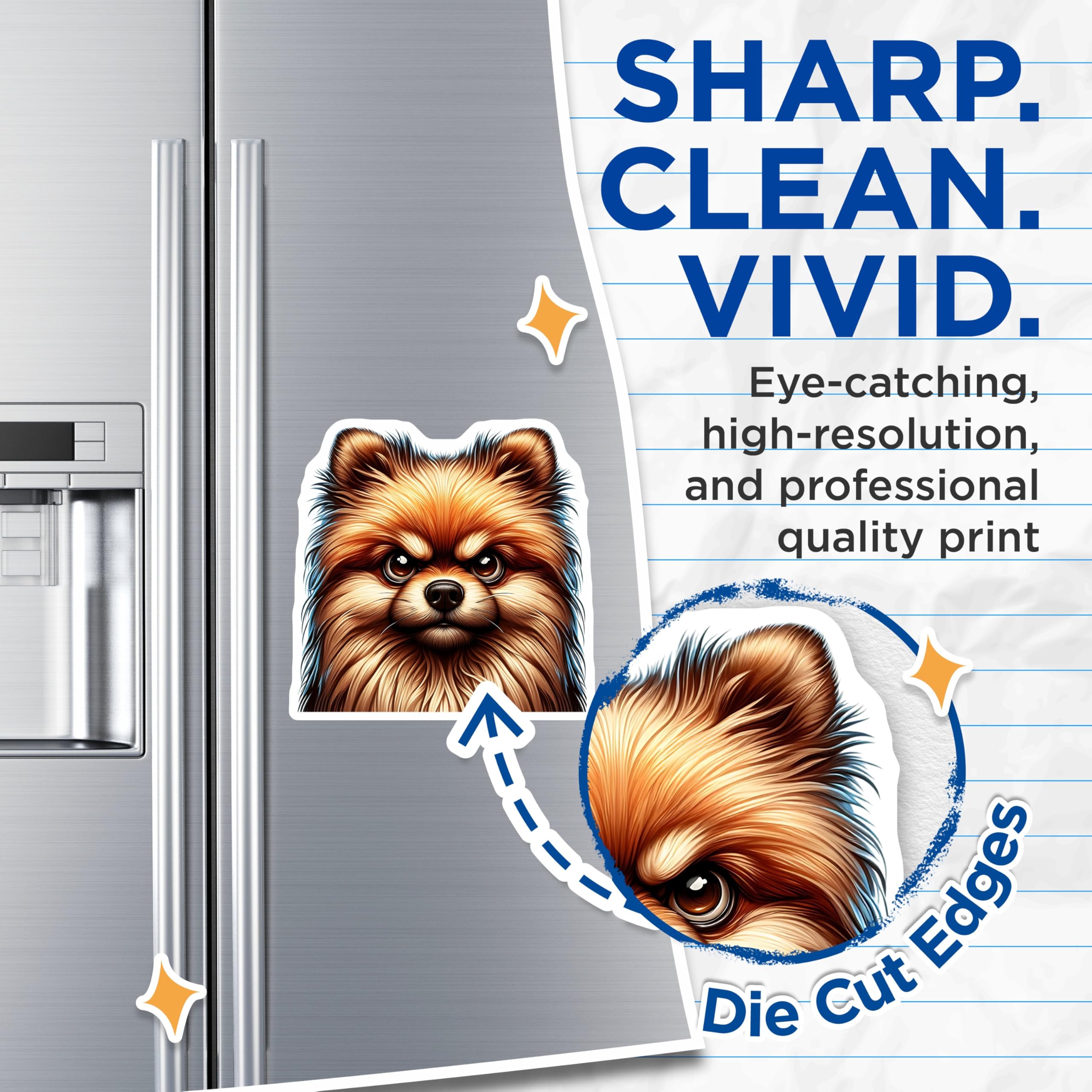 (2 Pack) Pomeranian Dog Magnets - Grumpy Pomeranian Decor - Cute Puppy Magnets - 5" On Longest Side - Premium Magnet - for Cars, Refrigerators, Toolboxes, Lockers - Made in USA - MAG15040