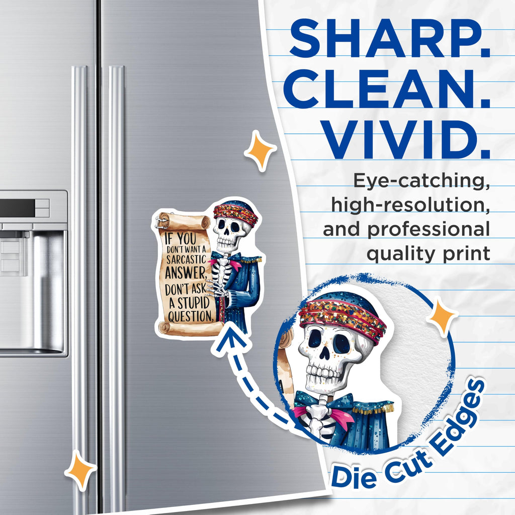 (2 Pack) Funny Skeleton Magnets - Halloween Skeleton - Sarcastic Skeleton Quote Magnets - 5" On Longest Side - for Cars, Fridges, Toolboxes - Made in USA - MAG4407