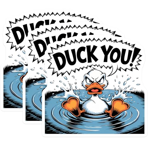 (3 Pack) Duck You Decals - Sarcastic Duck Stickers - Funny Animal Laptop Decals - 3 Inches On Longest Side - Easy Peel & Apply - Made in USA - 3MCS2104