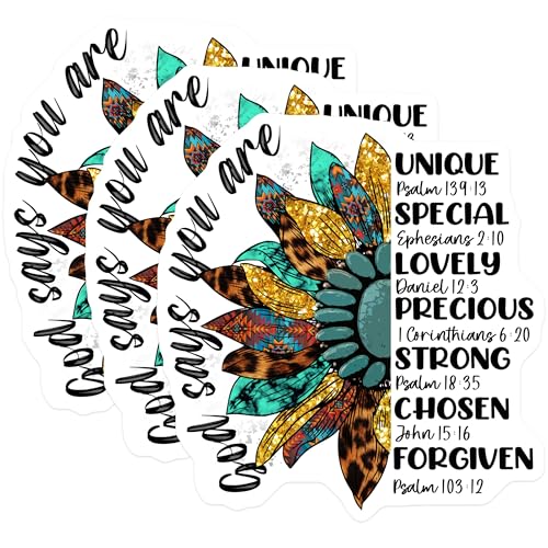 (3 Pack) Christian Decals - Religious Sticker - Sunflower Laptop Decals - 3 Inches On Longest Side - Easy Peel & Apply - Made in USA - 3MCS4952