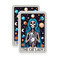 Bliss Monkey Co. (2 Pack) Cat Lady Stickers - Space Cat Skeleton - Multicolor Vinyl Rectangular Stickers - 5" - Indoor/Outdoor - Metal, Plastic, Glass, Fabric