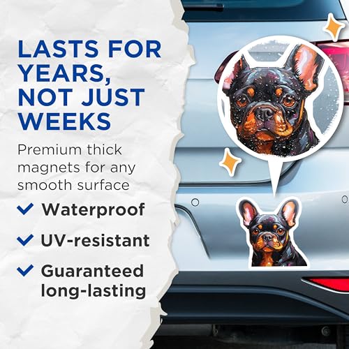 (2 Pack) French Bulldog Magnets - Dog Lover - Cute Puppy Magnets - Fridge Magnets - Animal Magnets for Office - 5" On Longest Side - for Cars, Fridges, Toolboxes - Made in USA - MAG3934