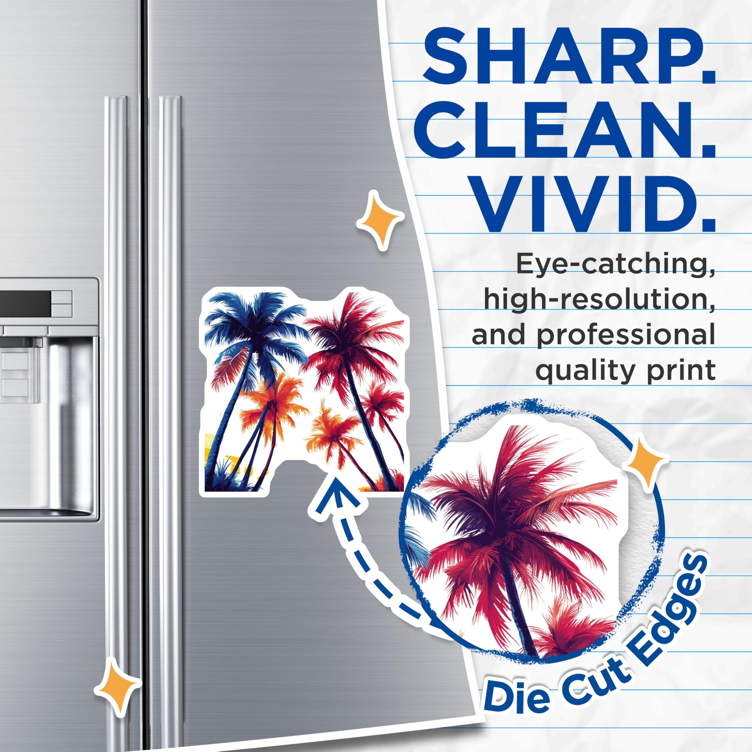 (2 Pack) Vaporwave Palm Tree Magnets - Retro Tropical Decor - Aesthetic Fridge Locker Magnets - 5 Inches On Longest Side - Thick Durable Magnet - Made in USA - MAG25775
