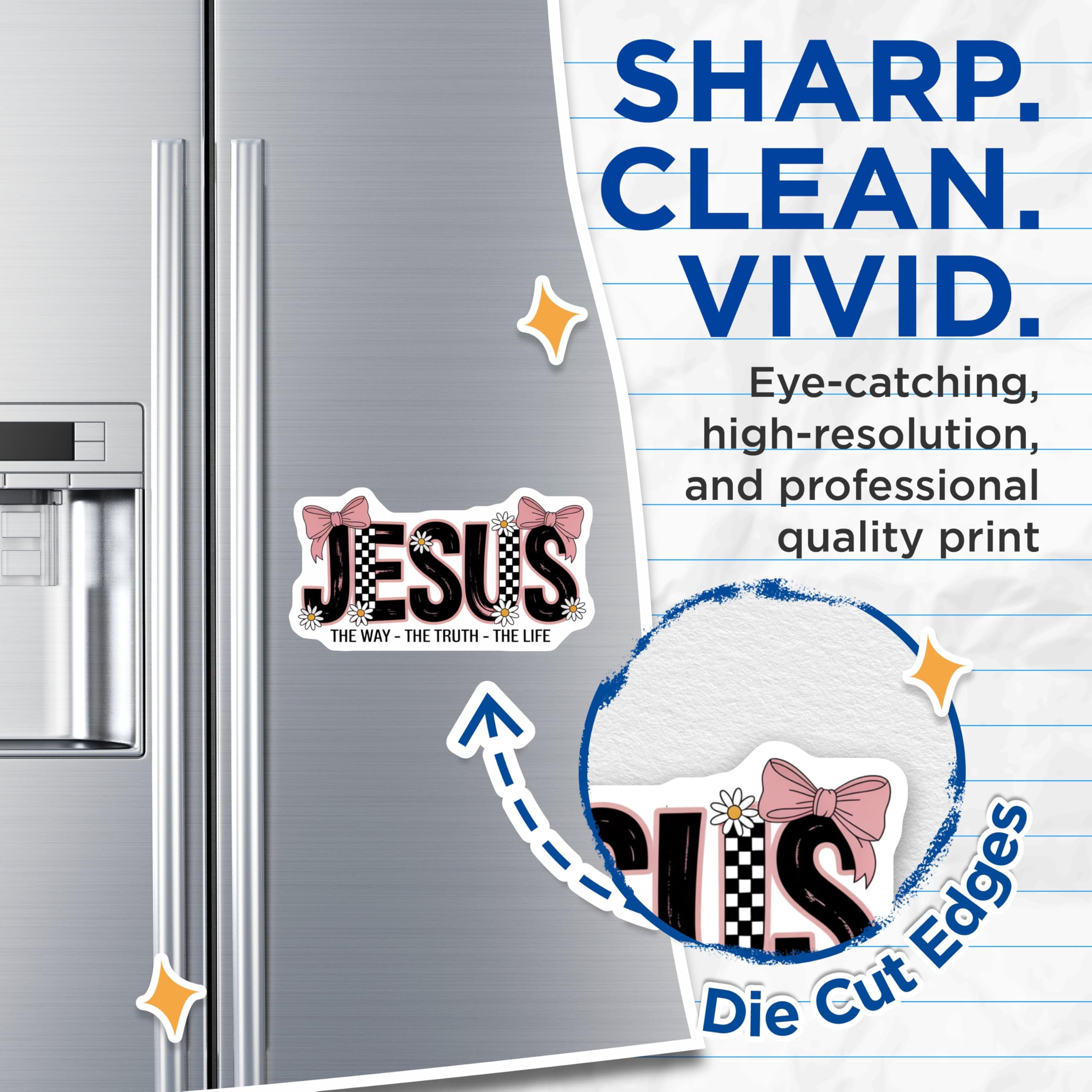 (2 Pack) Jesus Magnets - Christian Faith Decor - The Way The Truth The Life Scripture - 5 Inches On Longest Side - Thick Durable Magnet - Made in USA - MAG29405
