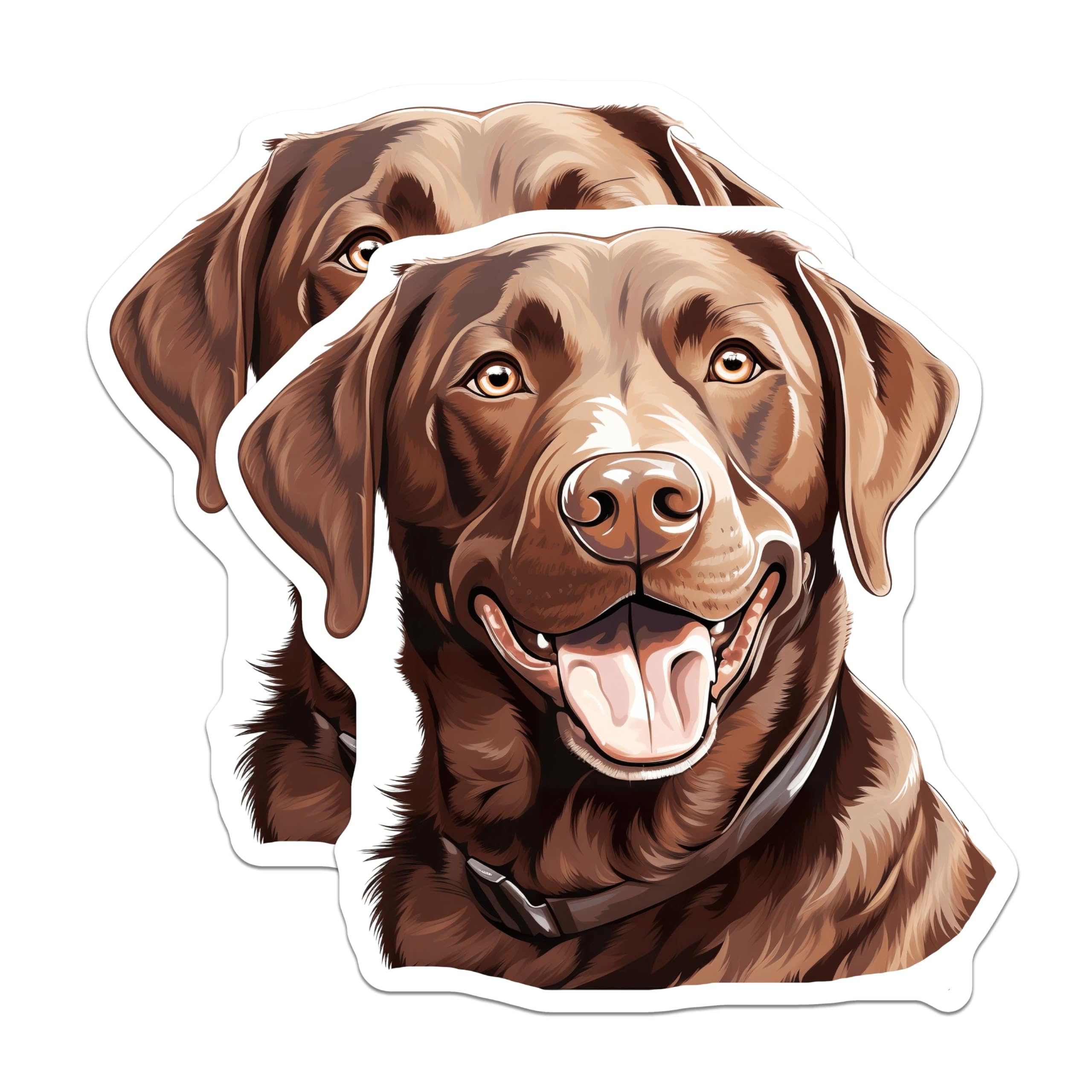 (2 Pack) Chocolate Lab Magnets - Labrador Retriever Art - Dog Mom Decor - 5 Inches On Longest Side - Thick Durable Magnet - Made in USA - MAG25317